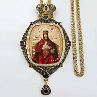 2.7.1281лпр-2/1лп Панагия латунная в позолоте с цепью