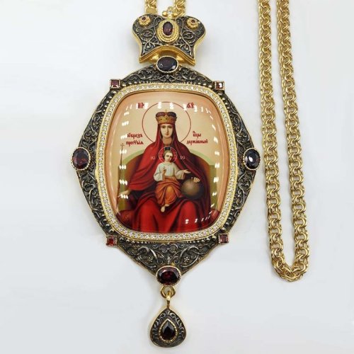 2.7.1281лпр-2/1лп Панагия латунная в позолоте с цепью