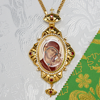 2.7.2395лп-2/1лп Панагия латунная с красными камнями в позолоте