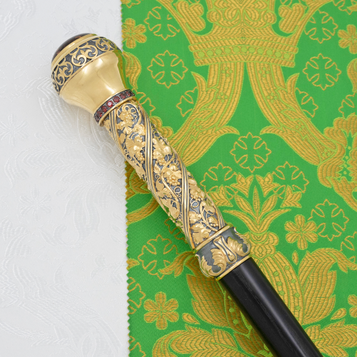 2.7.2800лрч Посох латунный с красными камнями и патинированием фото 6 2.7.2800лрч Посох латунный с красными камнями и патинированием фото 6