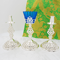 2.7.2655лн-К  Напрестольный комплект латунный с натуральными камнями в серебрении