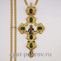 2.10.0387лп-2/1лп Крест латунный в позолоте с деколем и цепью