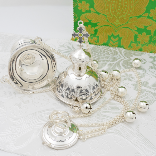 2.7.2961лр Кадило латунное с патинированием в серебрении фото 7