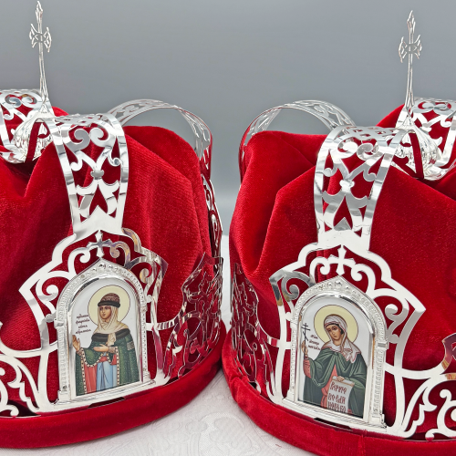 2.7.2839л-2-К Венцы венчальные латунные в серебрении - комплект фото 6 2.7.2839л-2-К Венцы венчальные латунные в серебрении - комплект фото 6