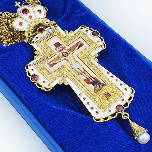 2.10.0287лп-2/1лп Крест латунный в позолоте с цепью фото 2