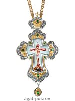 2.10.0390лфр-2/1лп Крест латунный с фраг. позолотой и цепью