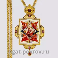 2.7.1623лп-2/1лп Панагия латунная в позолоте с деколью и цепью арт. 2.7.0201лп