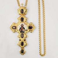 2.10.0387лп-2/1лп Крест латунный в позолоте с деколем и с цепью