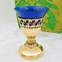 2.7.0342лп Лампада настольная латунная со вставками в позолоте