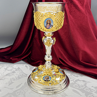 2.7.2759лф-2 Потир мельхиоровый на 1л в серебрении с фрагментарной позолотой