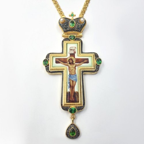 2.10.0289лпр-2/1лп Крест латунный в позолоте с цепью