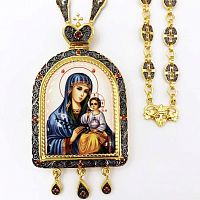 2.7.1045лп-2/80лп Панагия латунная в позолоте, со вставками и цепью