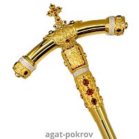 2.7.0612лпэ-4 Жезл латунный с красными камнями и эмалью в позолоте