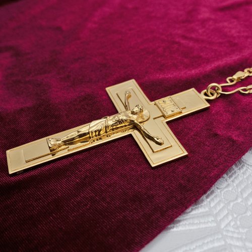 2.10.0166лп/1лп Крест латунный в позолоте с литьевым распятием и цепью фото 6