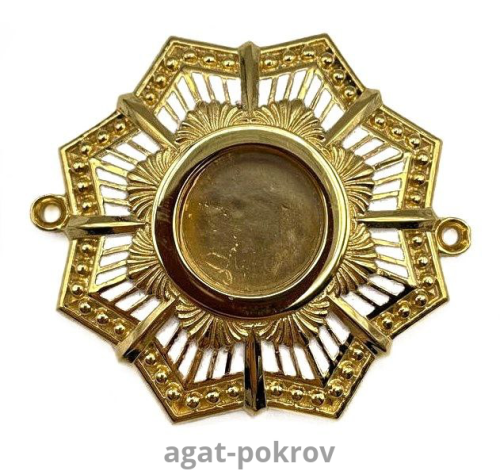 2.7.1399лпэ Мощевик латунный в позолоте с эмалью