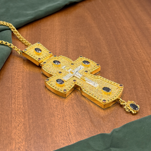 2.10.0058лп/1лп Крест наперсный в позолоте с цепью фото 2 2.10.0058лп/1лп Крест наперсный в позолоте с цепью фото 2