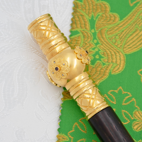 2.7.2889лп Жезл латунный с красными камнями в позолоте фото 2 2.7.2889лп Жезл латунный с красными камнями в позолоте фото 2