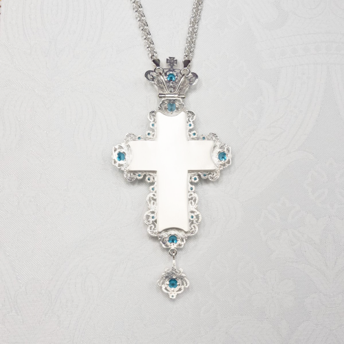 2.10.0625л-18/1л Крест наперсный латунный со вставками в серебрении фото 4