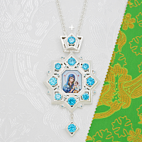 2.7.1547л-2/1л Панагия латунная с голубыми камнями в серебрении