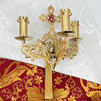 2.7.2239лпэ Трёхсвечник Пасхальный латунный в позолоте, украшенный эмалью