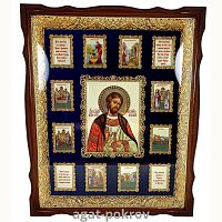 2.14.0212лпм-21 Икона в деревянном киоте Св. Благоверный Князь Александр Невский в позолоте