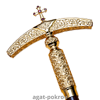 2.7.1582лп Жезл латунный с красными камнями в позолоте