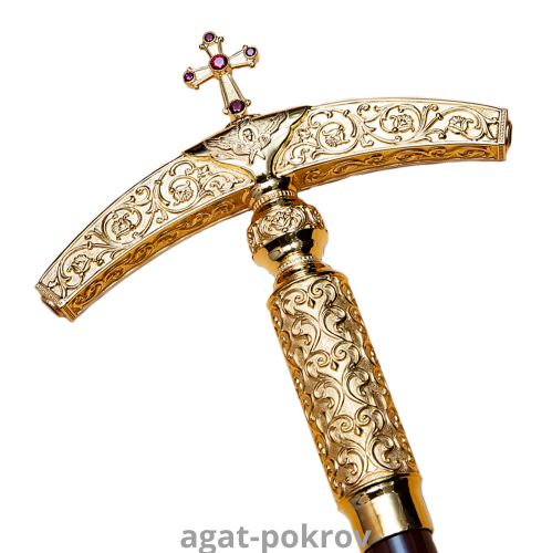 2.7.1582лп Жезл латунный с красными камнями в позолоте 2.7.1582лп Жезл латунный с красными камнями в позолоте