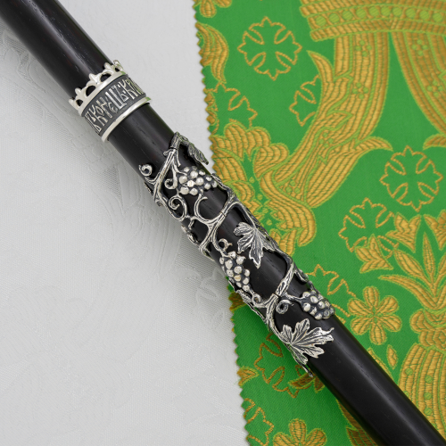 2.7.2631лнр Посох латунный с натуральными камнями в серебрении фото 2 2.7.2631лнр Посох латунный с натуральными камнями в серебрении фото 2