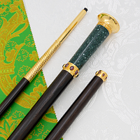 2.7.2444лпч Посох латунный с красными камнями в позолоте