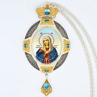 2.7.0986лф-2/1л Панагия латунная с фрагментарной позолотой и цепью