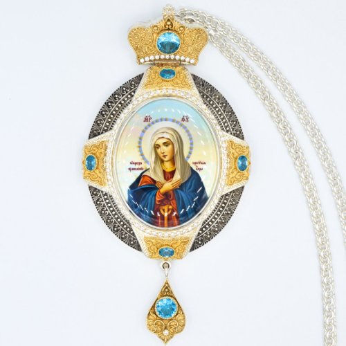 2.7.0986лф-2/1л Панагия латунная с фрагментарной позолотой и цепью 2.7.0986лф-2/1л Панагия латунная с фрагментарной позолотой и цепью