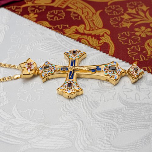 2.10.0628лпэ/1лп Наперсный крест в позолоте фото 2