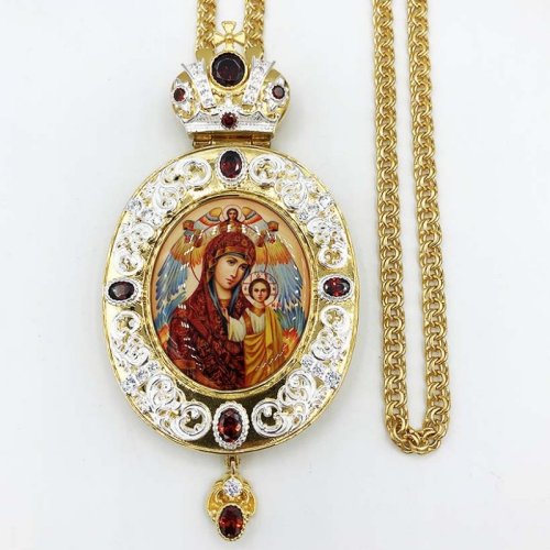 2.7.1010лп-2/1лп Панагия латунная в позолоте с цепью