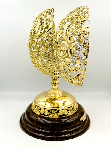 2.13.0229лп Настольный сувенир - яйцо Пасхальное латунное в позолоте. фото 3