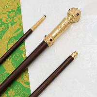 2.7.1719лп Посох латунный с красными камнями в позолоте