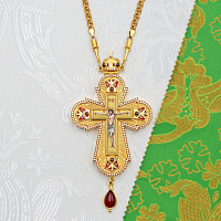 2.10.0649лнпэ-2/64лп Крест наперсный с натуральными камнями