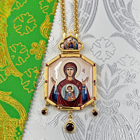 2.7.2288лп-2/1лп Панагия латунная с красными камнями в позолоте