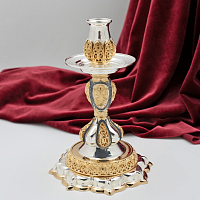 2.7.1949лфр Подсвечник латунный в серебрении и фрагментальной позолоте