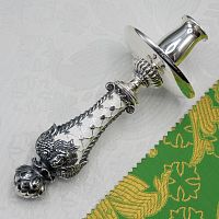 2.7.2684лрэ Подсвечник ручной латунный с эмалью в серебрении