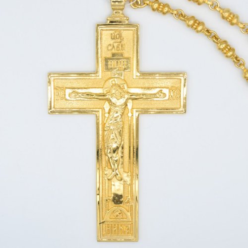 2.10.0192лп/74лп Крест латунный в позолоте с цепью