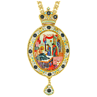 2.7.0650лп-2/41лп Панагия латунная в позолоте со вставками и цепью