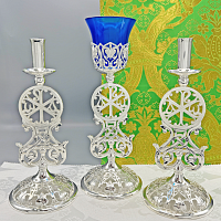 2.7.2645л-К Набор напрестольный - лампада и подсвечники в серебрении