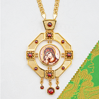 2.7.1886лп-2/113лп Панагия латунная со вставками в позолоте