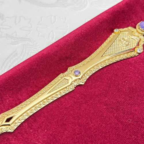 2.7.0024лп Лжица латунная в позолоте со вставками фото 6