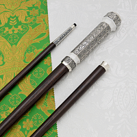 2.7.2932лрч Посох латунный с акрилом и патинированием в серебрении