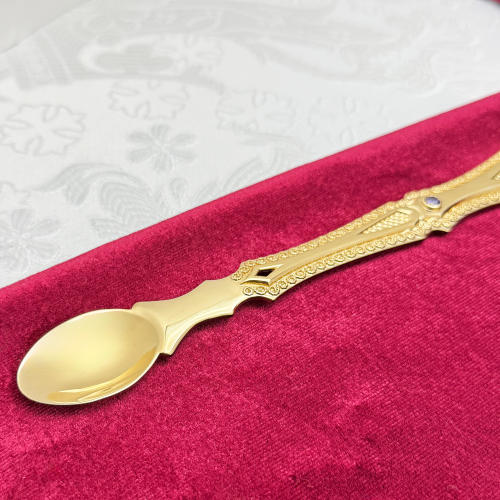 2.7.0024лп Лжица латунная в позолоте со вставками фото 7