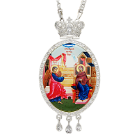 2.7.0312л-2/1л Панагия латунная со вставками и цепью