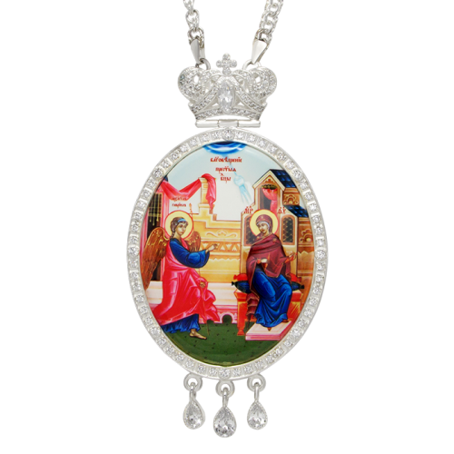 2.7.0312л-2/1л Панагия латунная со вставками и цепью 2.7.0312л-2/1л Панагия латунная со вставками и цепью