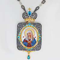 2.7.1381лф-2/80л Панагия латунная с фрагментарной позолотой и цепью