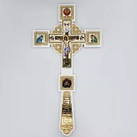 2.7.1272лпч Крест Напрестольный латунный в позолоте, на декоративном камне